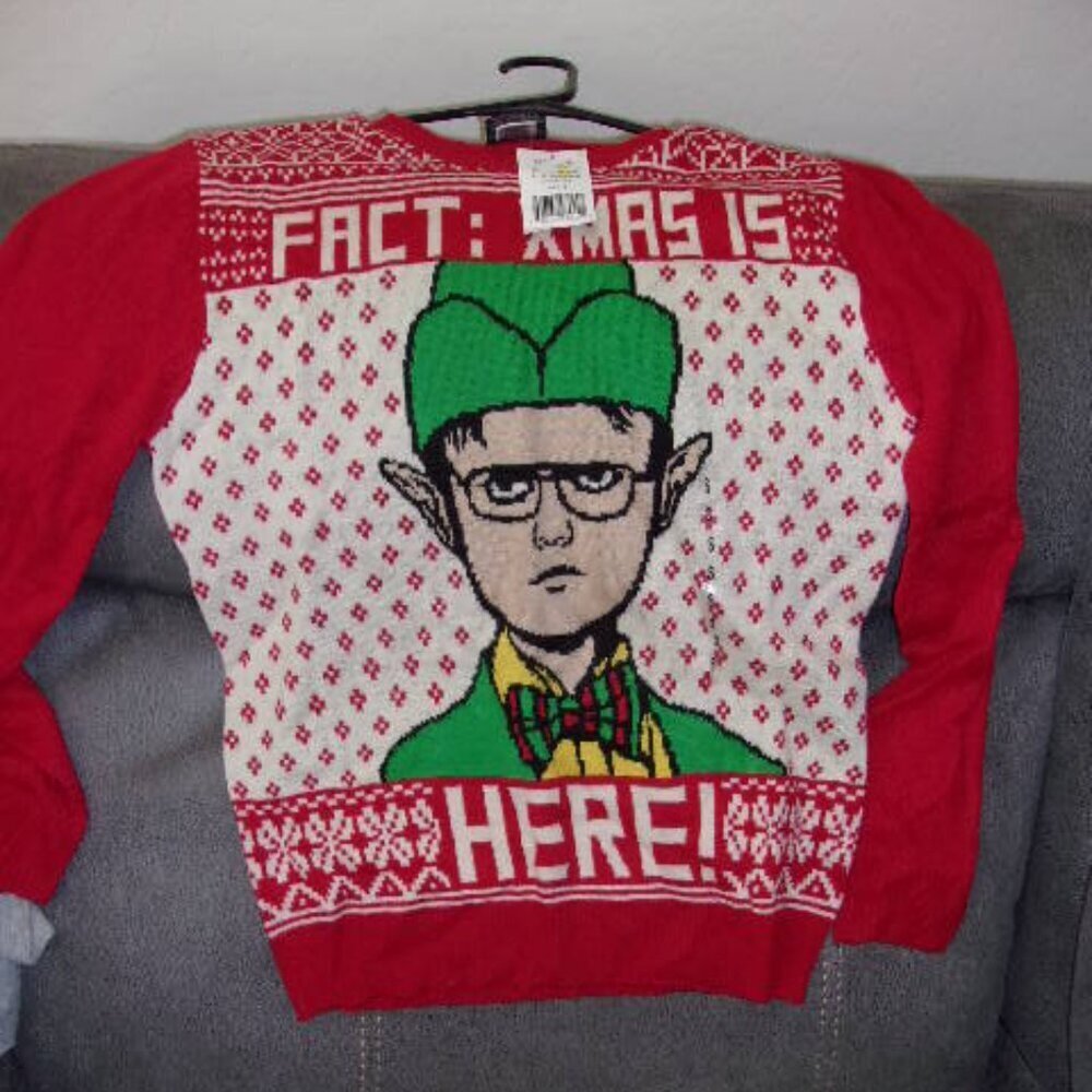 Dwight Schrute Fact Christmas Is Here Ugly Sweater Holiday The Office Small